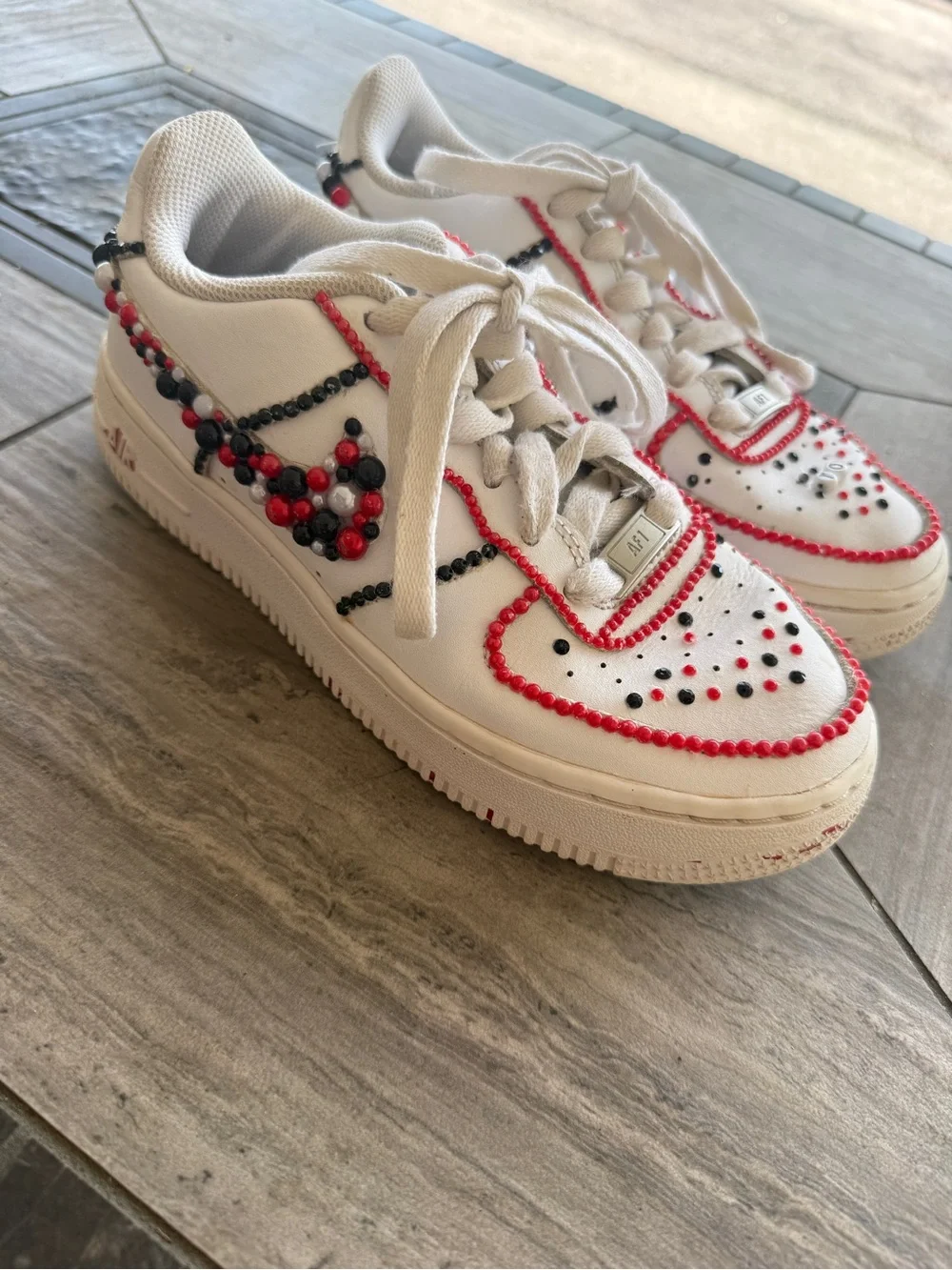 Nike Air Force 1 Custom Beaded Rhinestone Shoes 4.5Y